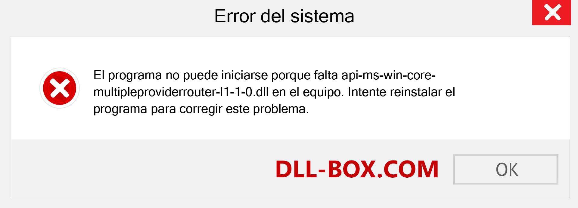 ¿Falta el archivo api-ms-win-core-multipleproviderrouter-l1-1-0.dll ?. Descargar para Windows 7, 8, 10 - Corregir api-ms-win-core-multipleproviderrouter-l1-1-0 dll Missing Error en Windows, fotos, imágenes